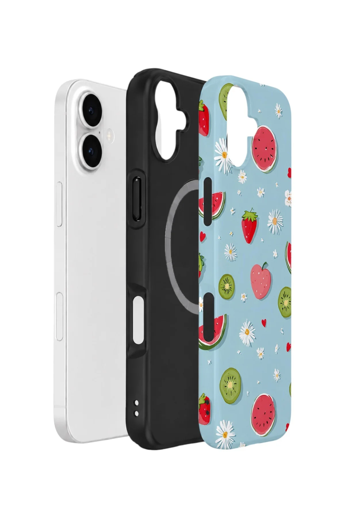 iPhone 16 Plus Vorian Çift Katmanlı MagSafe Kılıf Fruit Confetti Sky