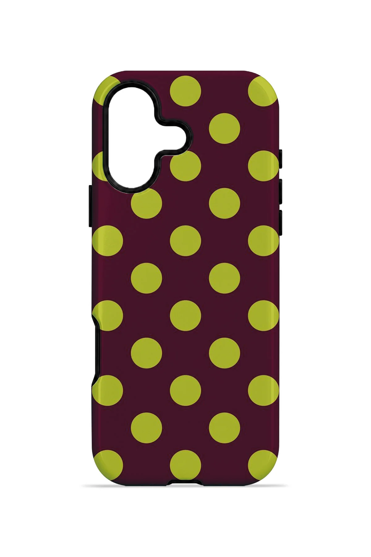 iPhone 16 Plus Vorian Çift Katmanlı Bordo Limon Puantiye Kılıf - Görsel 4