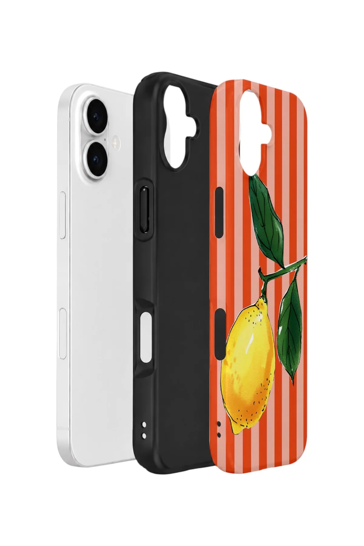 iPhone 16 Plus Vorian Çift Katmanlı Kılıf Sicilian Lemon Red Stripe