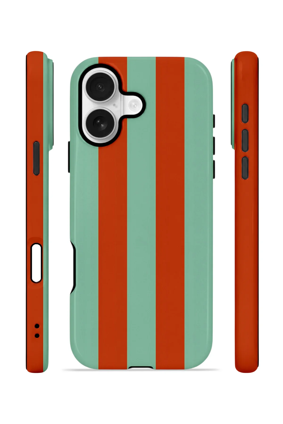 iPhone 16 Plus Vorian Yough Kılıf Terracotta Mint Stripe
