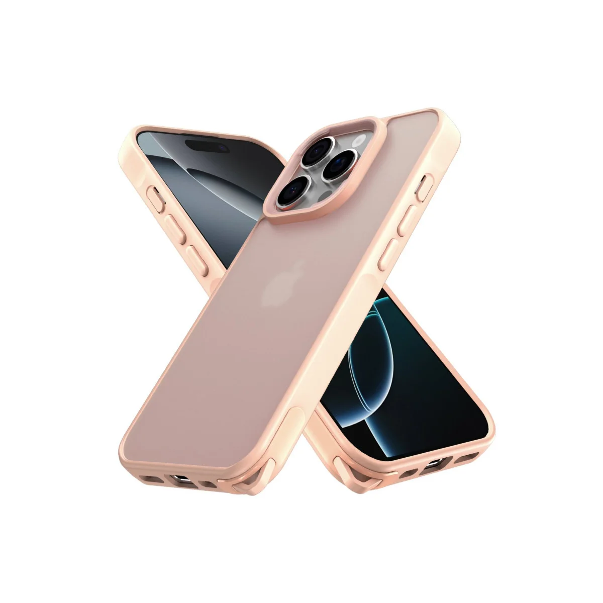 iPhone 16 Pro Elegant Kılıf - Pudra Rengi TPU & PC Hafif Kapak