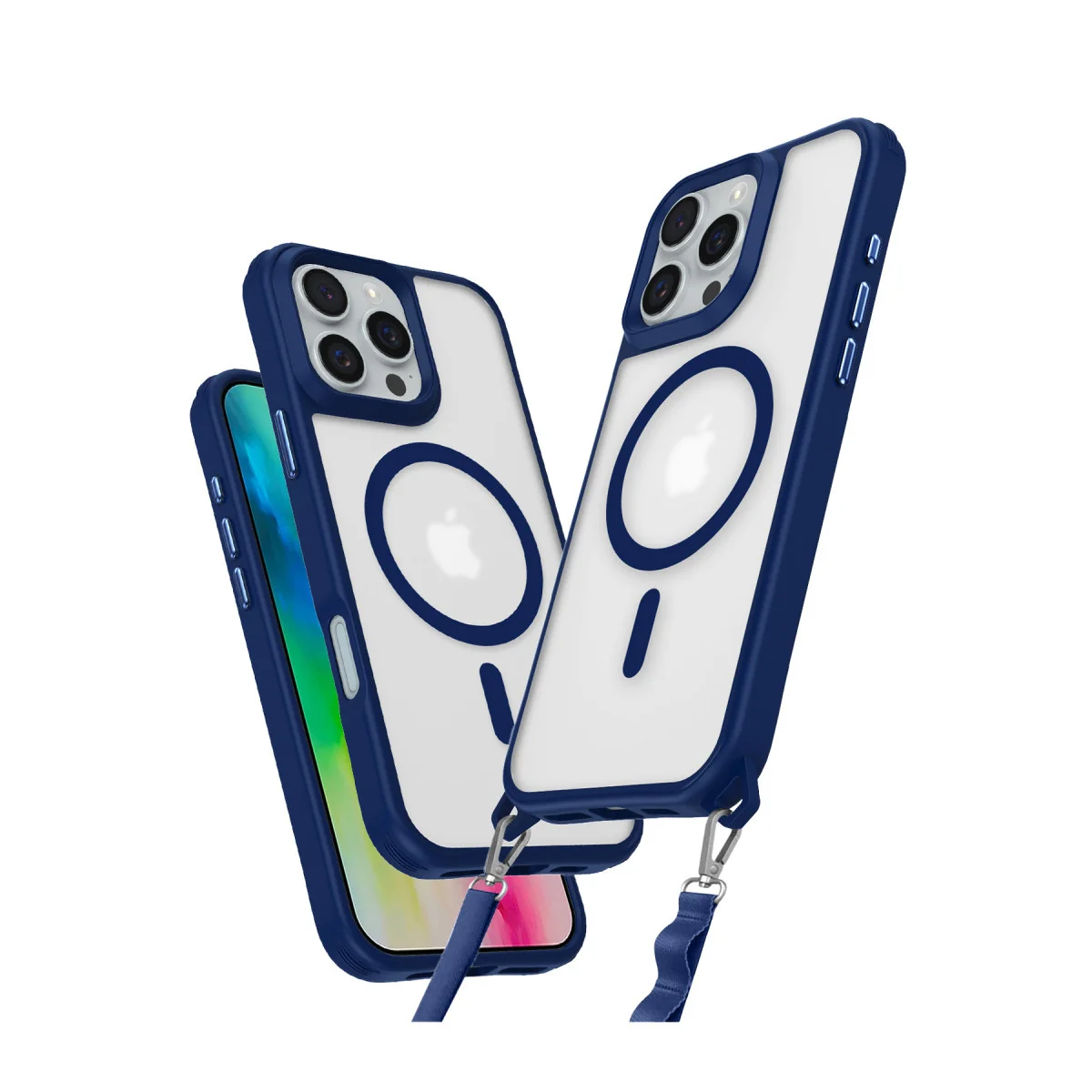 iPhone 16 Pro Enka MagSafe Silikon Kılıf Navy - 3.66m Darbe Emici Kılıf