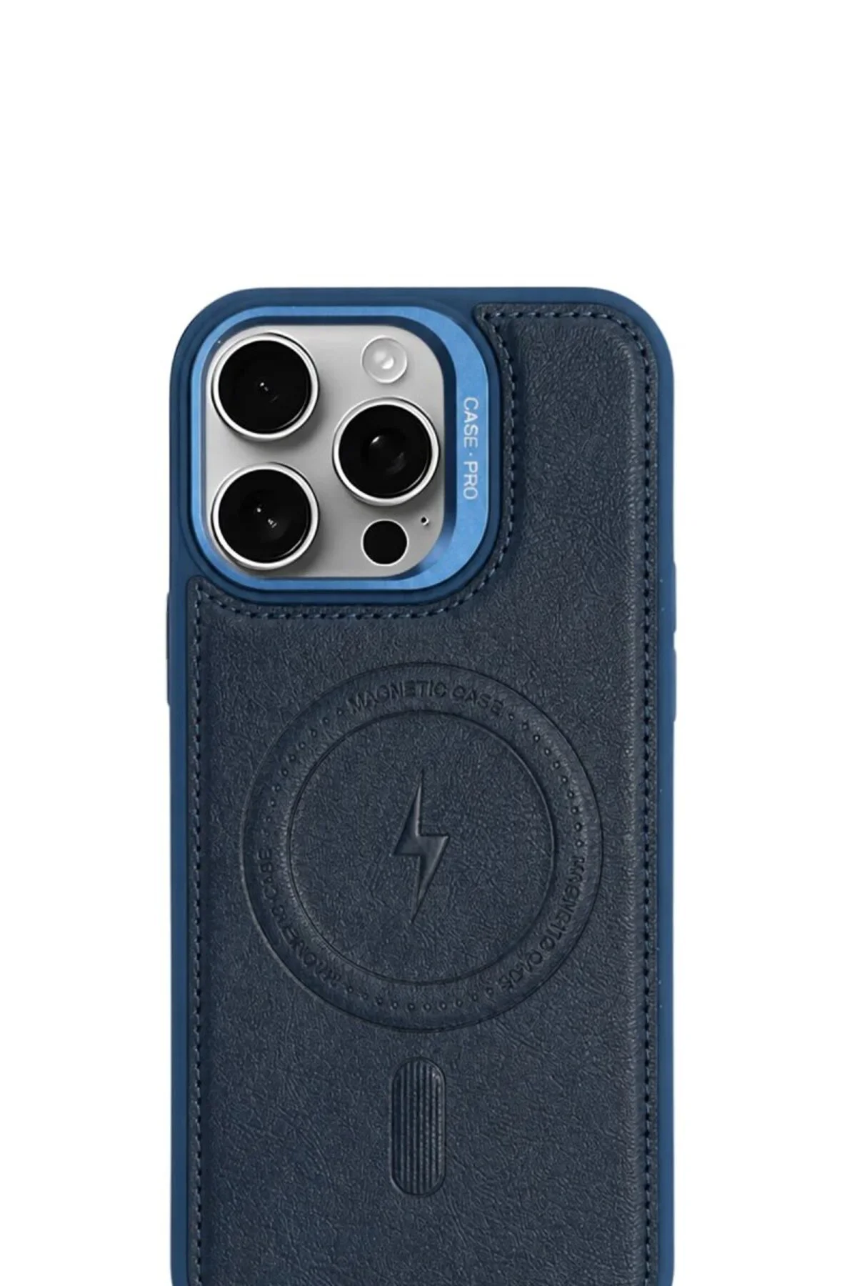 iPhone 16 Pro GripStand MagSafe Deri Kılıf Lacivert