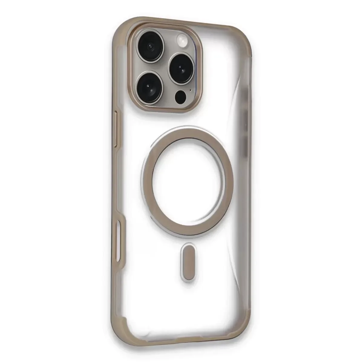 iPhone 16 Pro ile Uyumlu Magsafe Kapak - Gold MagSafe Şarj Destekli Darbe Korumalı Kılıf
