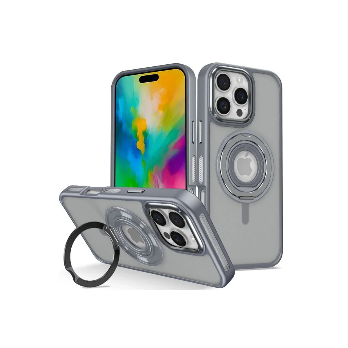 iPhone 16 Pro ile Uyumlu MagSafe Standlı Şeffaf Kılıf - Titan Gri iPhone 16 Pro ile Uyumlu MagSafe Standlı Şeffaf Kılıf - Titan Gri