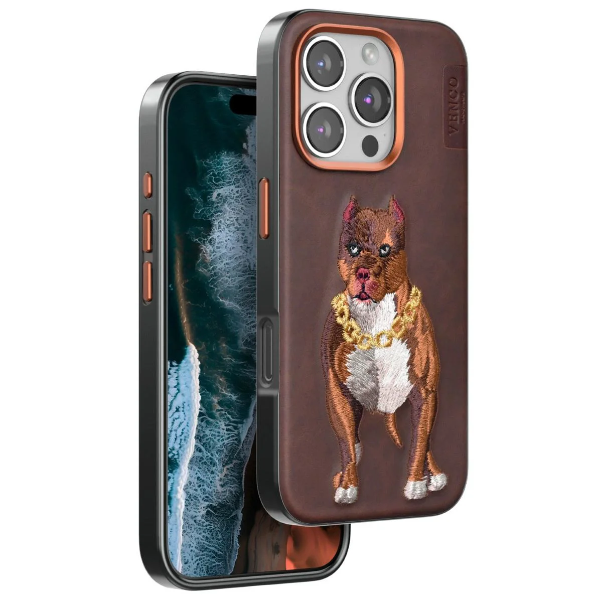 iPhone 16 Pro ile Uyumlu Perma Desenli Kapak - Kahverengi Deri Görünümlü Köpek Figürlü Telefon Kılıfı Fiyatı, Yorumları ve Özellikleri