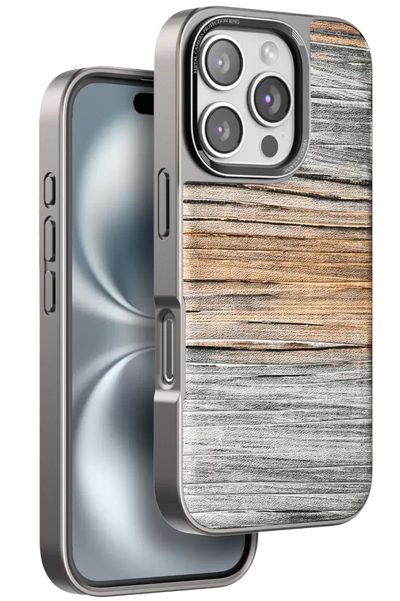 iPhone 16 Pro ile Uyumlu Wave Kapak - Sarı Sunî Deri Kılıf