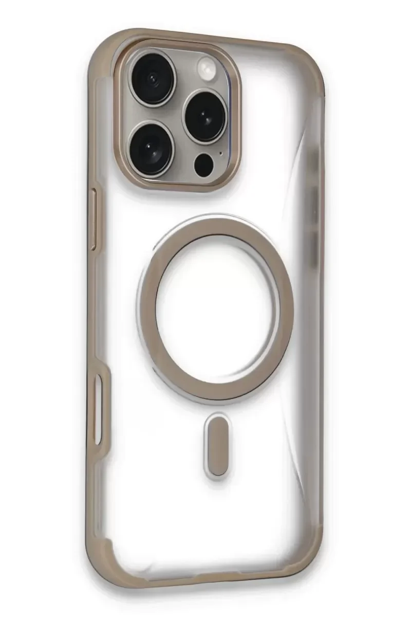 iPhone 16 Pro ile Uyumlu Magsafe Kapak - Gold MagSafe Şarj Destekli Darbe Korumalı Kılıf