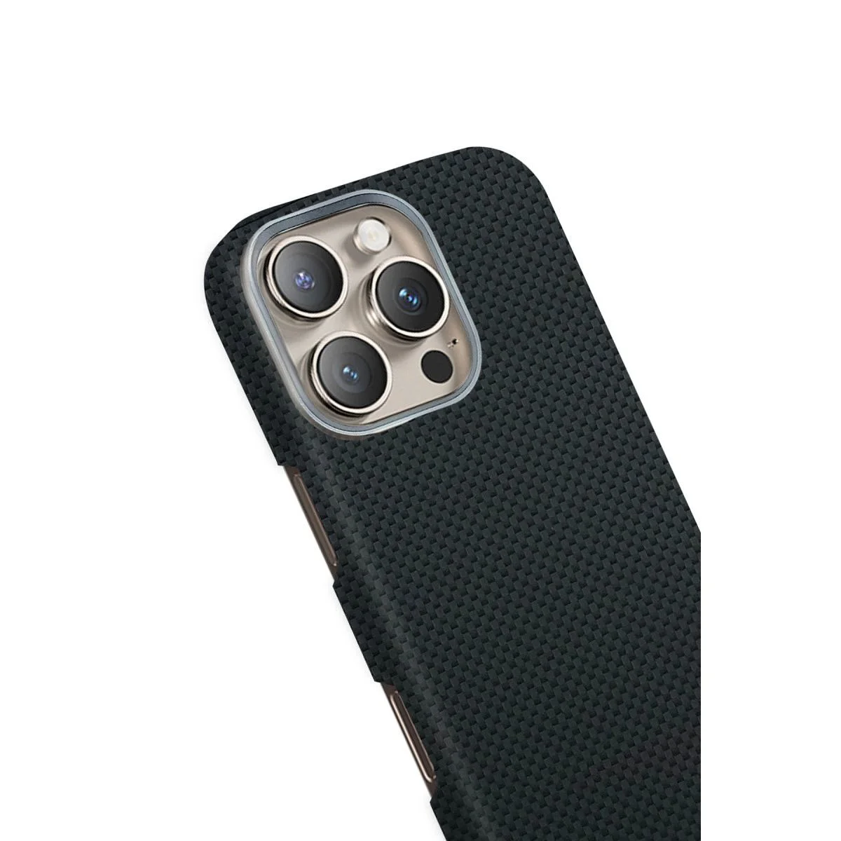 iPhone 16 Pro ile Uyumlu Volt MagSafe Kılıf - Siyah, Kevlar Desenli, Darbe Emici