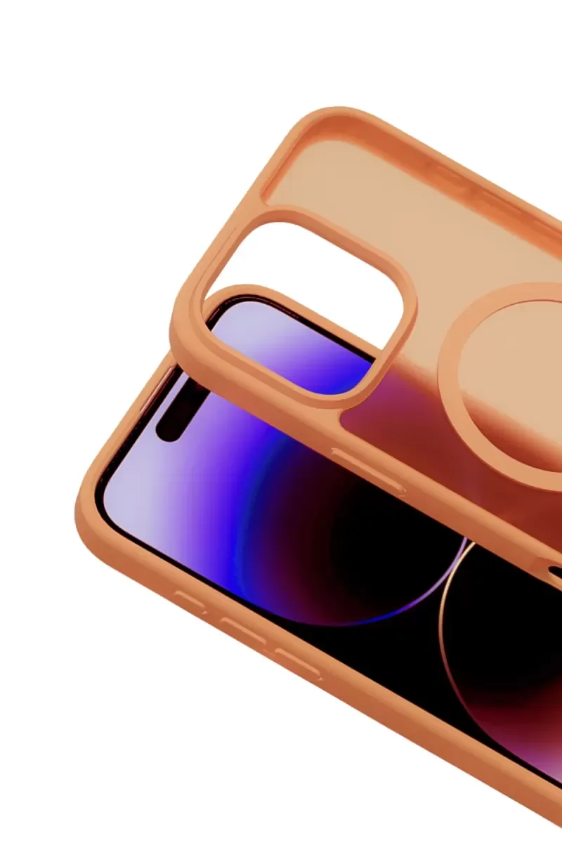 iPhone 16 Pro ile Uyumlu Jota MagSafe Kılıf - Turuncu Premium Silikon Çift Katmanlı Koruma