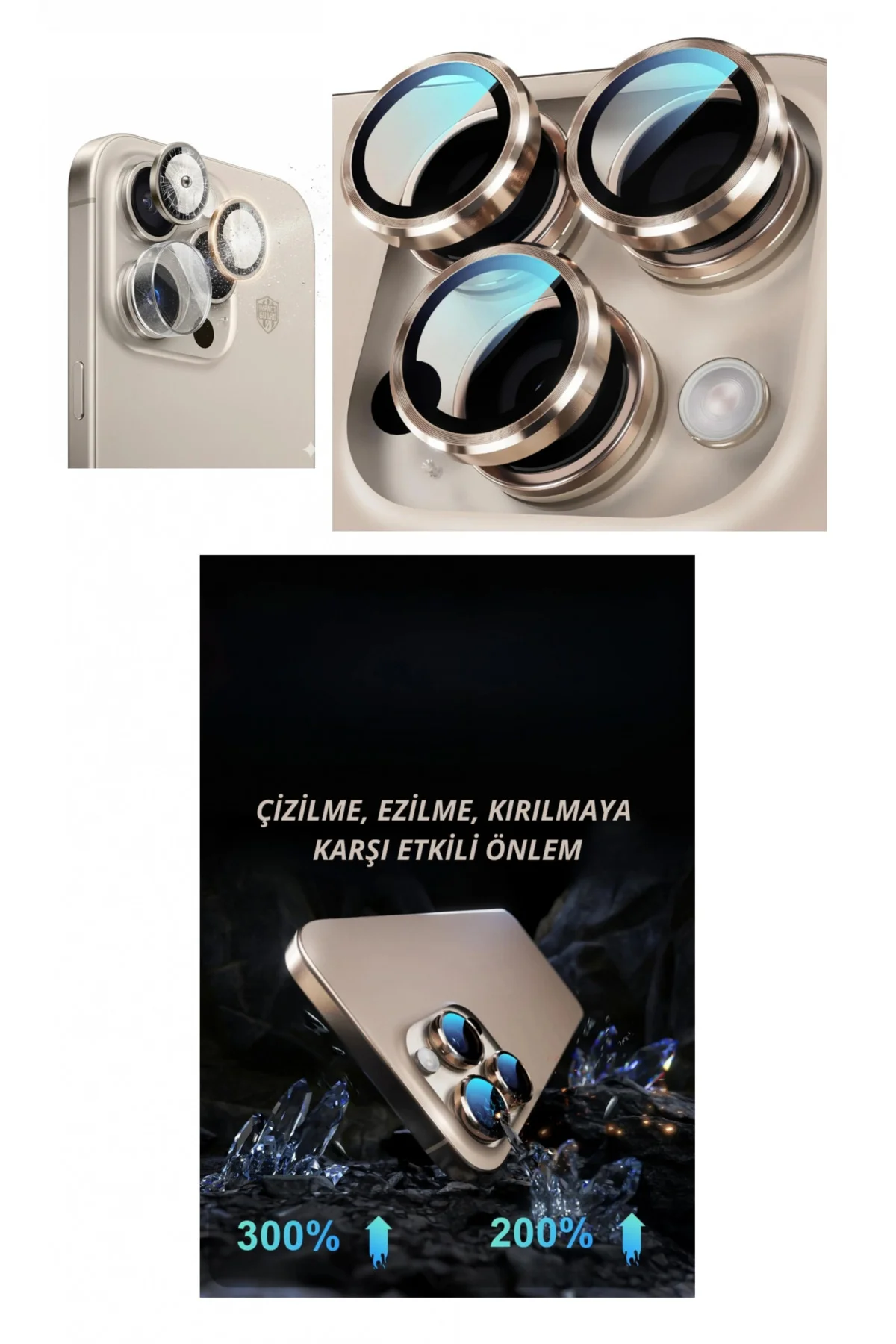 İphone 16 Pro Kamera Lens Koruyucu Naturel