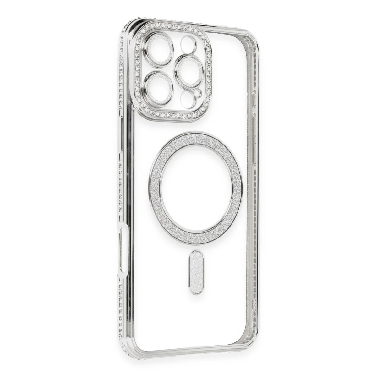 iPhone 16 Pro Kılıf - Joke Simli Magneticsafe Kılıf Gümüş