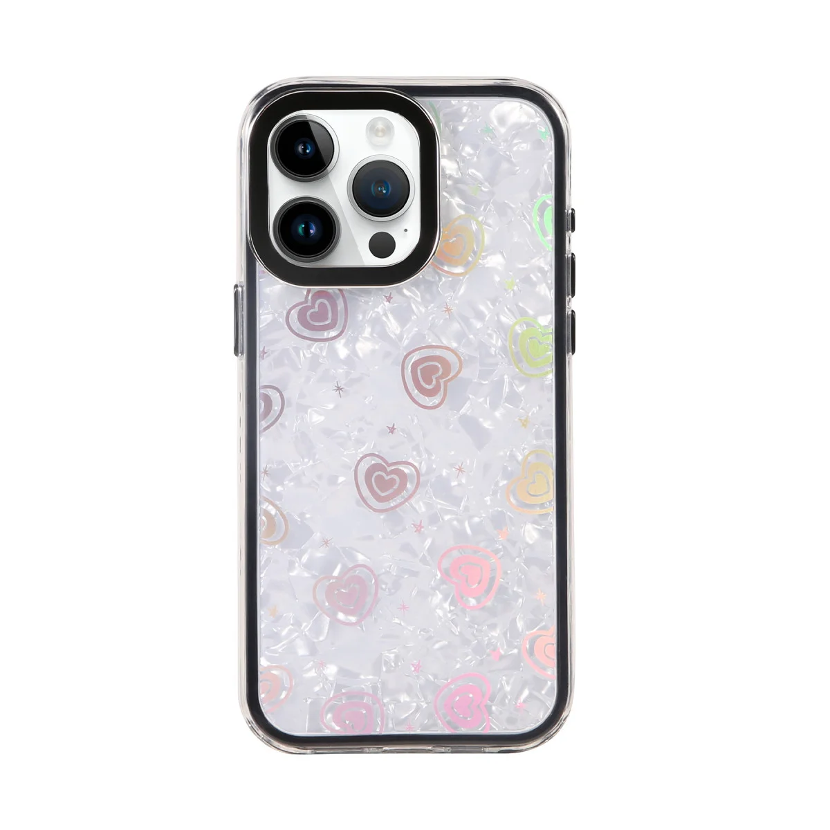 iPhone 16 Pro Lumi Desenli Kristal Şeffaf Kapak - Siyah