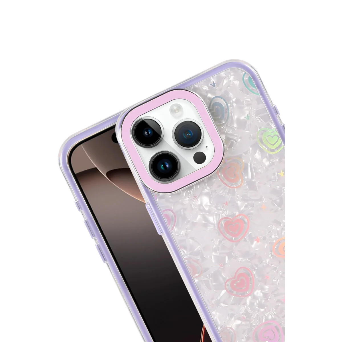 iPhone 16 Pro Lumi Desenli Kapak - Mor Şık ve Tam Korumalı Kılıf