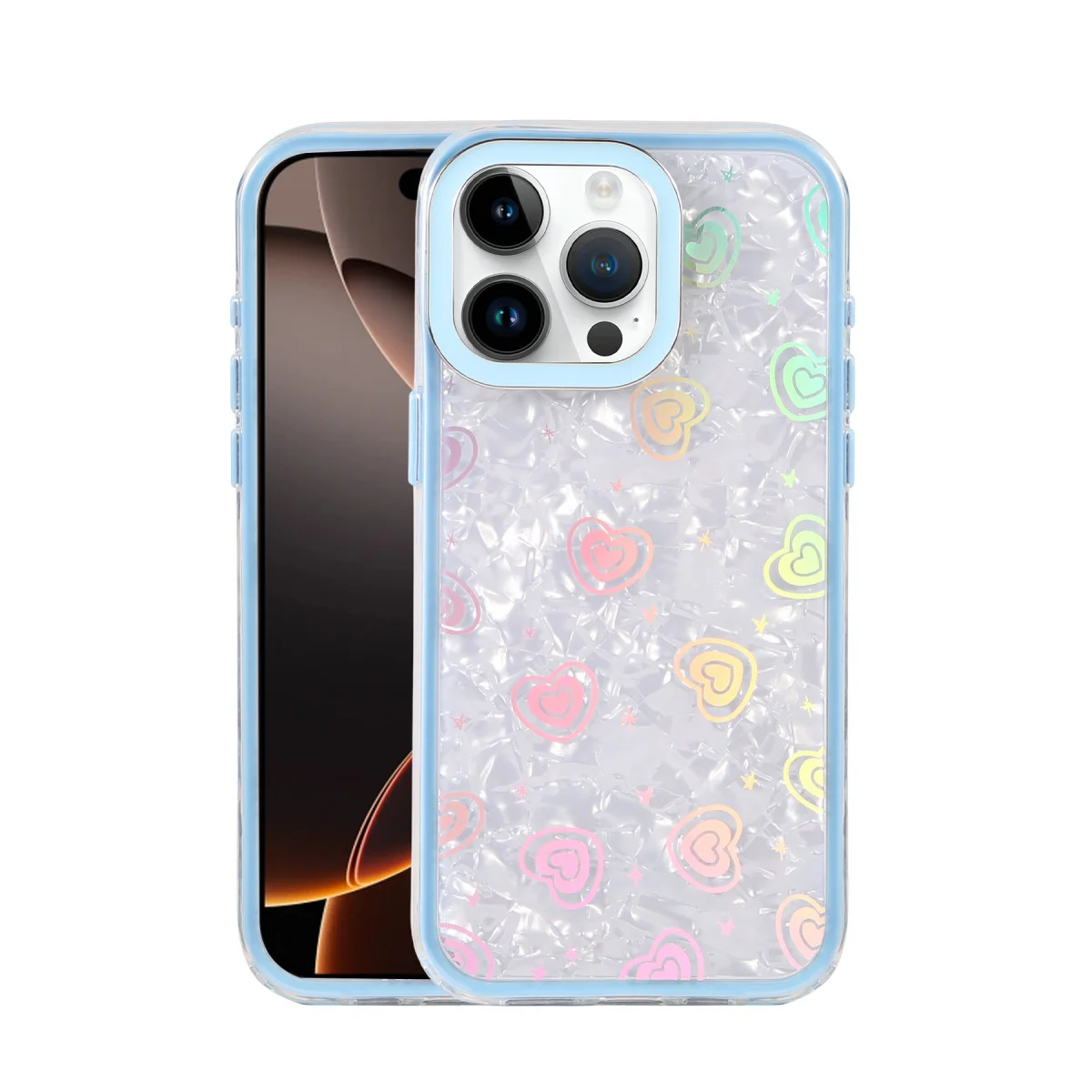 iPhone 16 Pro Mavi Lumi Desenli Kristal Şeffaf Kapak - En İyi Koruma ve Şıklık
