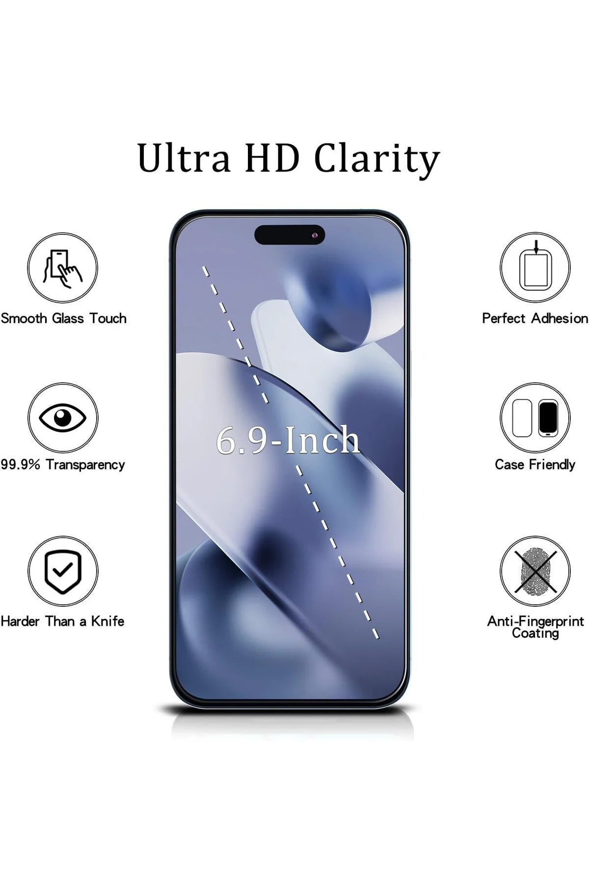 iPhone 16 Pro Max İçin Dayanıklı Cam Ekran Koruyucu %100 Hassasiy