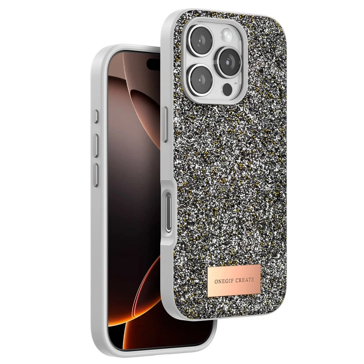 iPhone 16 Pro Max ile Uyumlu Bright Simli Kapak - Gümüş | Zarif Boncuk İşlemeli Fiyatı, Yorumları ve Özellikleri