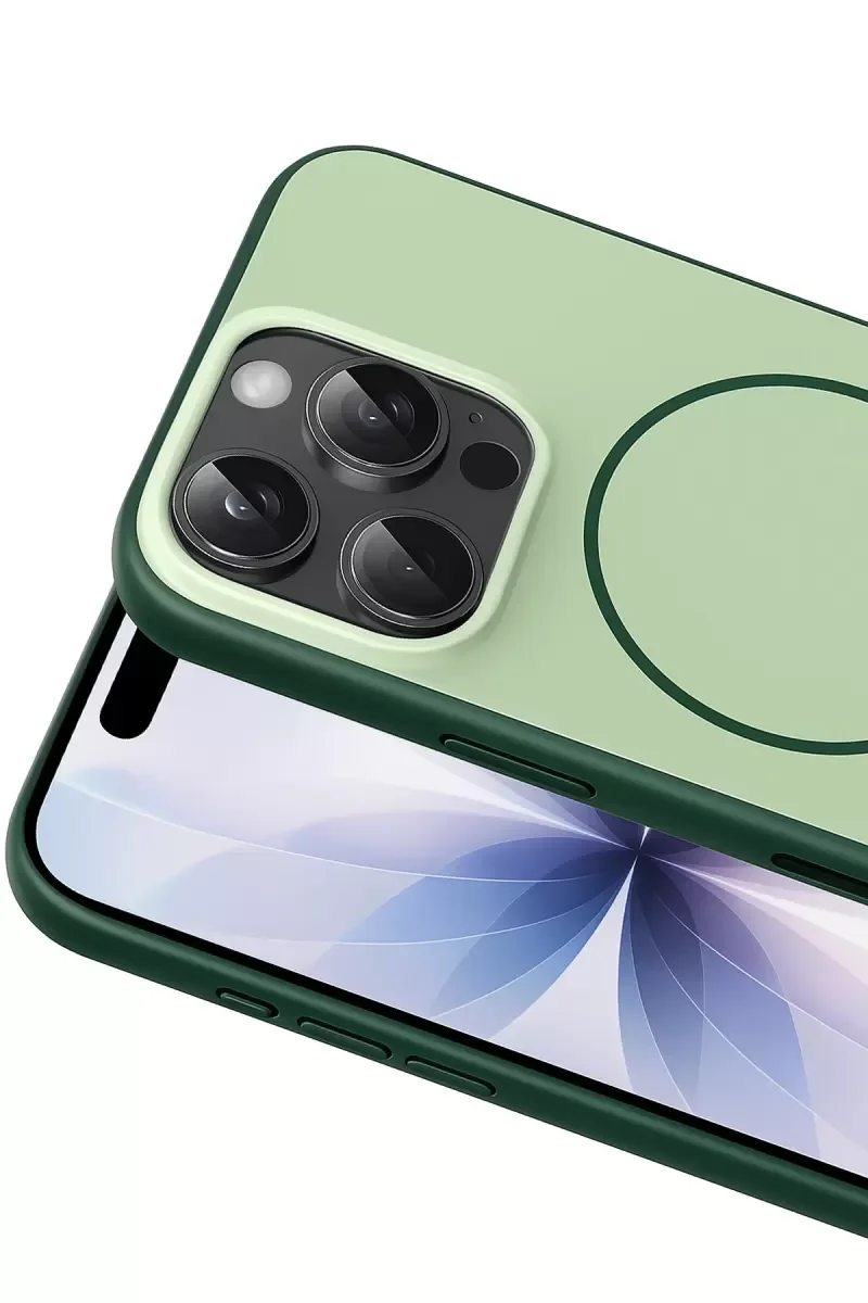 iPhone 16 Pro Max ile Uyumlu Magsafe Kapak - Koyu Yeşil, Darbe Emici Silikon Kılıf