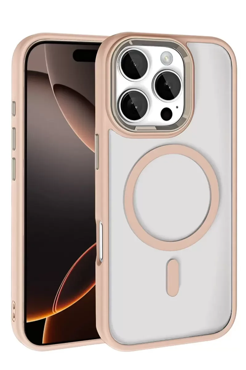 iPhone 16 Pro Max ile Uyumlu Magsafe Kılıf - Gold, 360° Askeri Sınıf Koruma