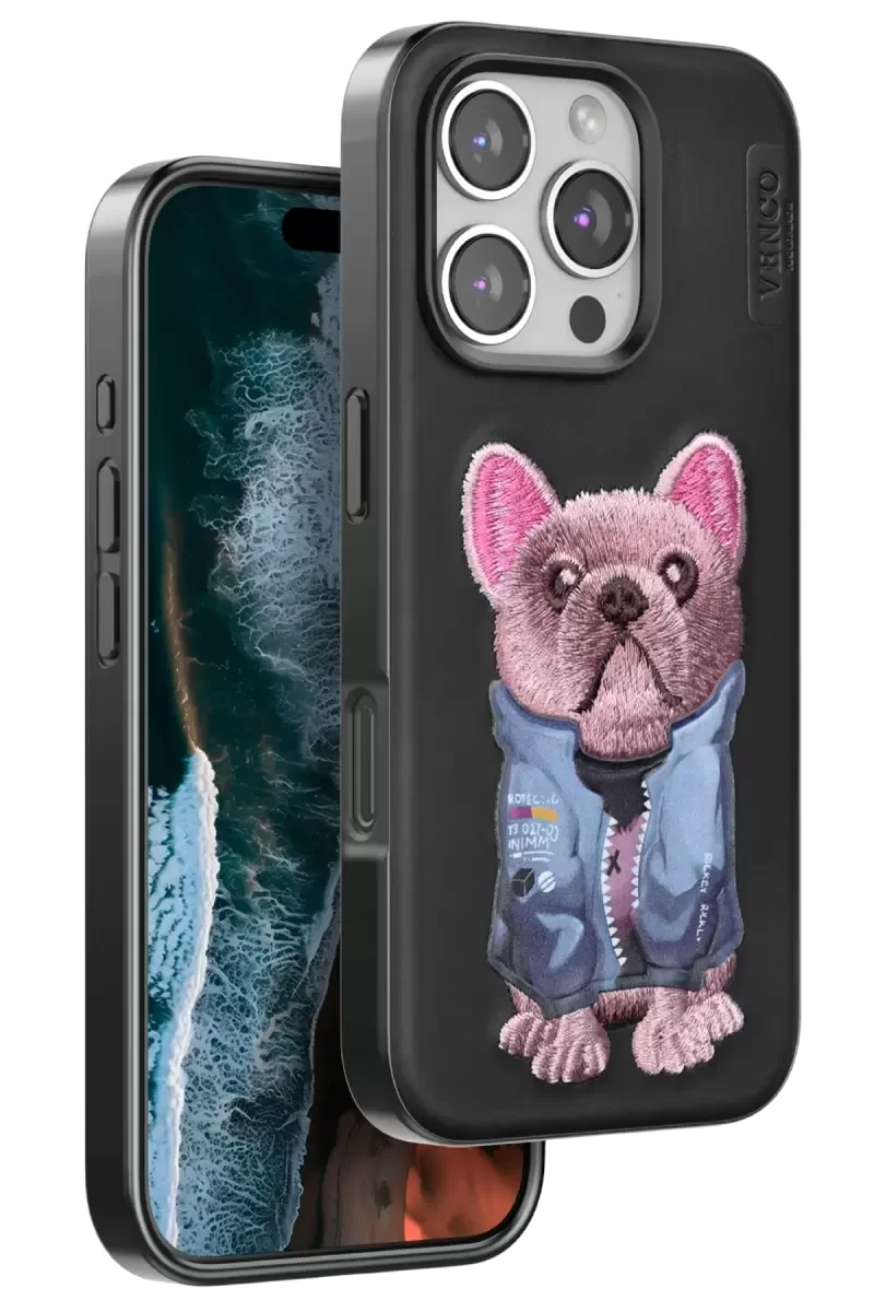 iPhone 16 Pro Max ile Uyumlu Cute Desenli Kapak - Siyah