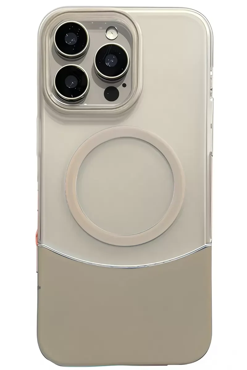iPhone 16 Pro Max ile Uyumlu Velar MagSafe Kapak - Natural Grey | Şık Koruma ve Hızlı Şarj