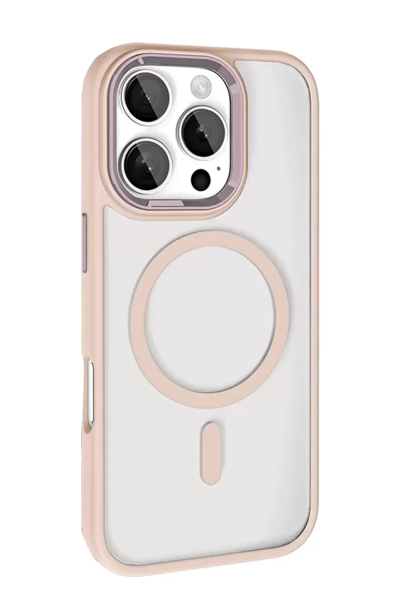 iPhone 16 Pro Max ile Uyumlu Magsafe Kapak - Pembe, Askeri Sınıf Tam Koruma