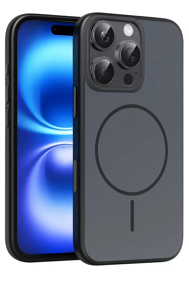 iPhone 16 Pro Max ile Uyumlu MagSafe Şarj Destekli Siyah Silikon Kılıf - Darbe Koruma