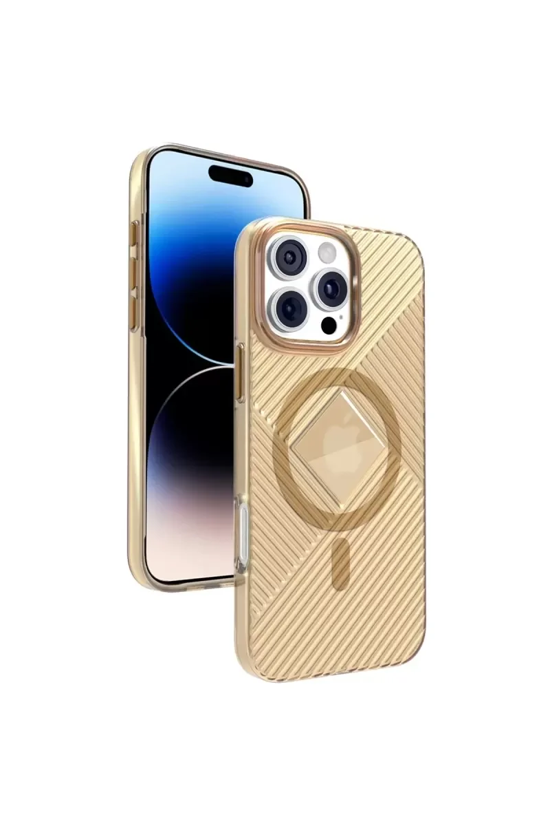 iPhone 16 Pro Max ile Uyumlu Stella PC Sert Magsafe Kılıf - Gold