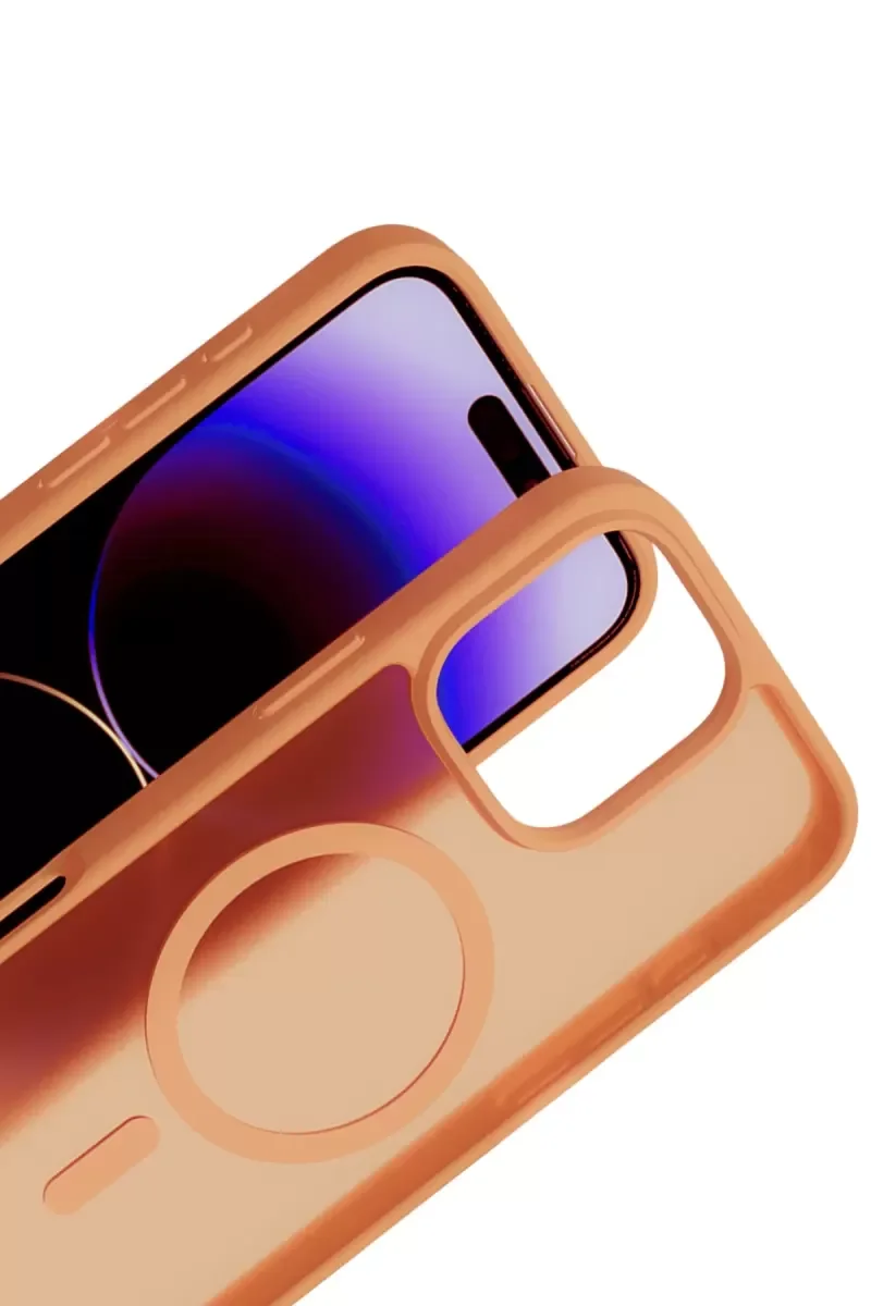 iPhone 16 Pro Max ile Uyumlu MagSafe Kılıf - Turuncu Premium Silikon Çift Katmanlı Koruma