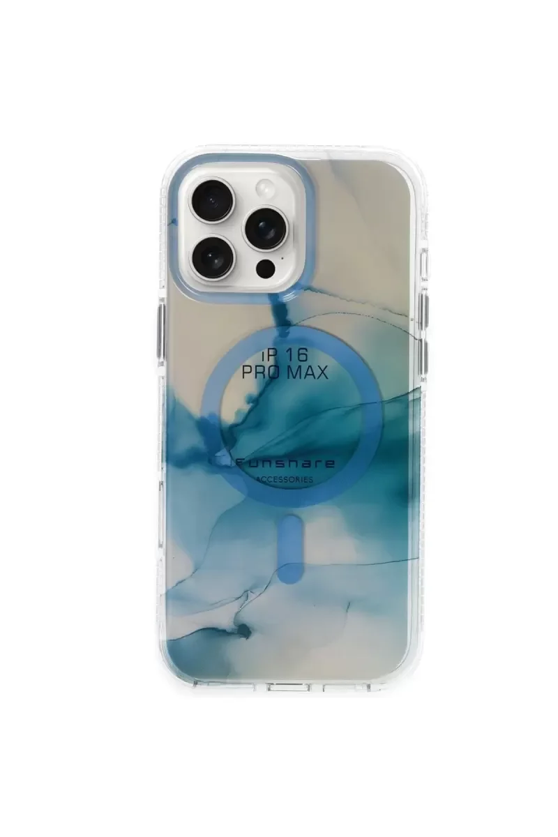 iPhone 16 Pro Max ile Uyumlu Phantom Magsafe Kapak - Mavi Renk
