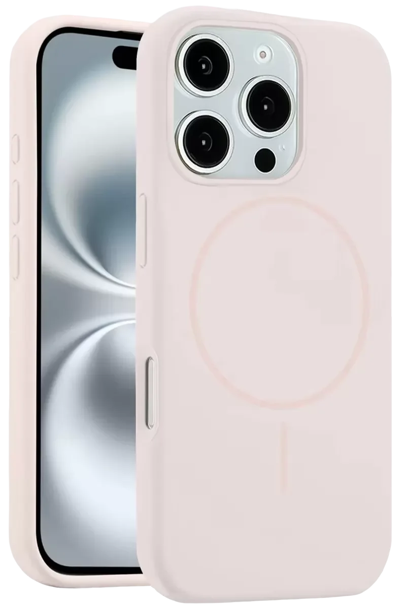 iPhone 16 Pro Max ile Uyumlu MagSafe Kapak Kılıf - Pudra Renk Zarif Koruma