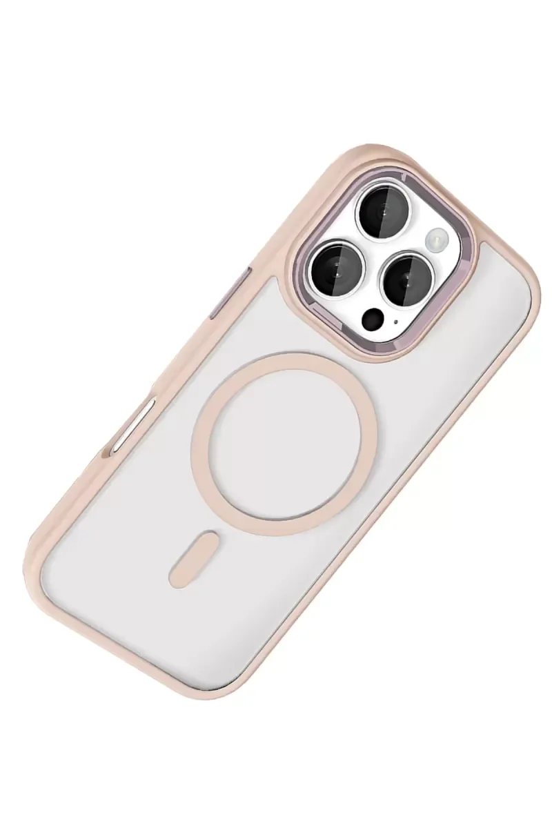 iPhone 16 Pro Max ile Uyumlu Magsafe Kapak - Pembe, Askeri Sınıf Tam Koruma