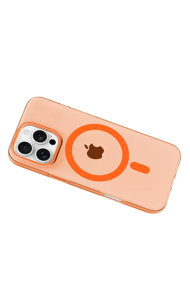 iPhone 16 Pro Max ile Uyumlu PC Blank Magsafe Kapak - Turuncu, Tam Koruma