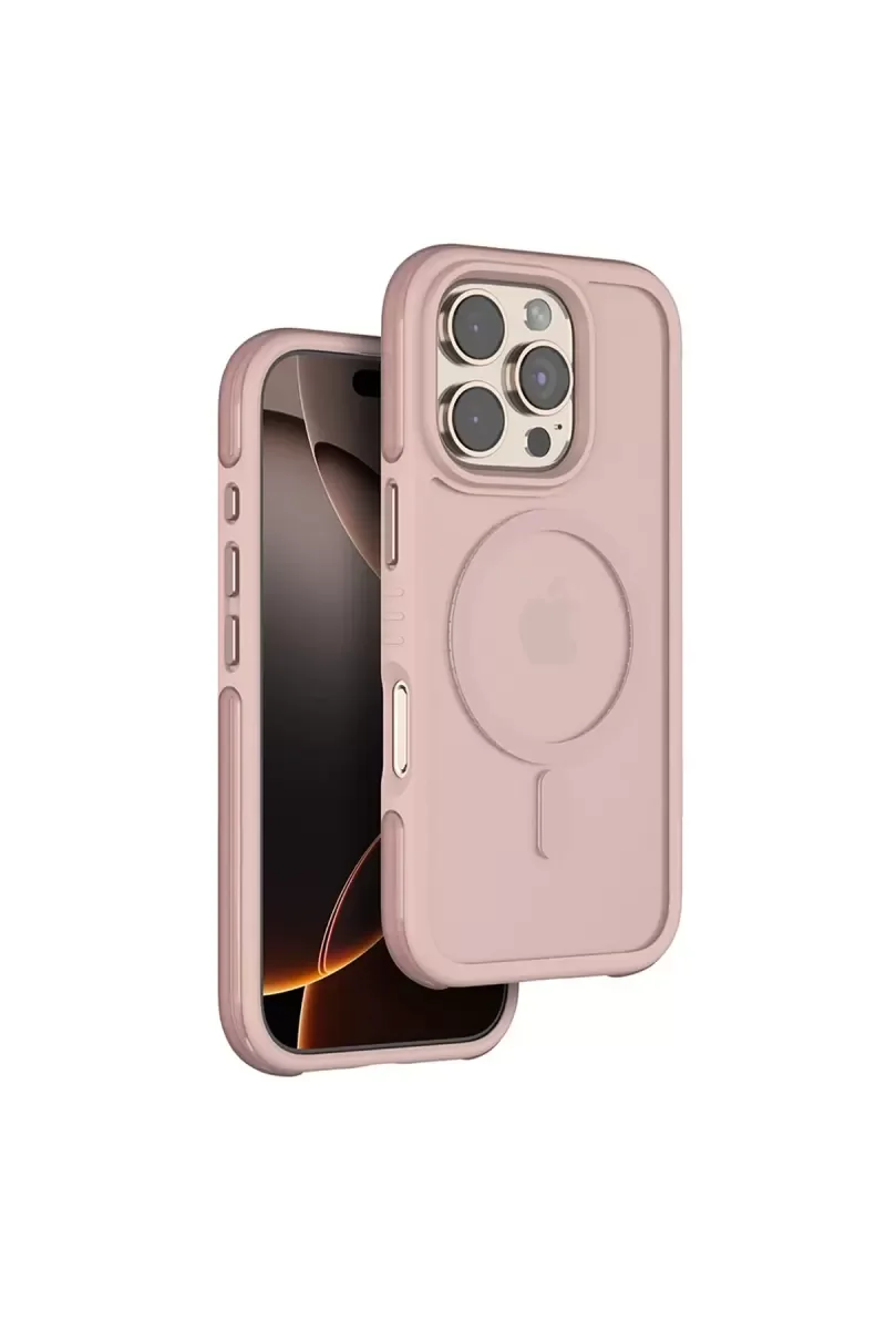 iPhone 16 Pro Max ile Uyumlu Orbit Magsafe Kapak - Rose Gold Şeffaf Kılıf