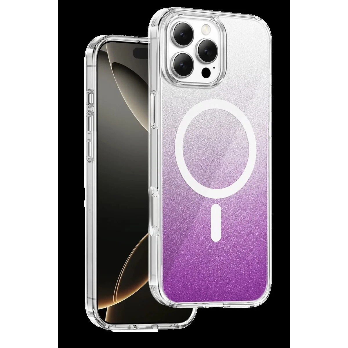iPhone 16 Pro Max ile Uyumlu Sora Simli MagSafe Kılıf - Mor | Kristal Şeffaf iPhone 16 Pro Max ile Uyumlu Sora Simli MagSafe Kılıf - Mor | Kristal Şeffaf