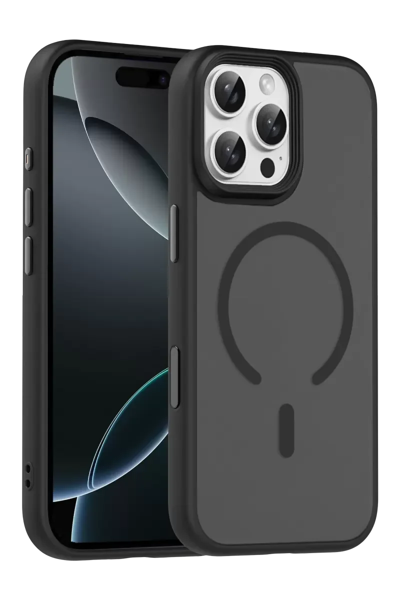 iPhone 16 Pro Max ile Uyumlu Megane MagSafe Kılıf - Siyah, Tam Koruma