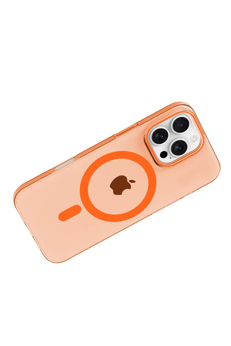 iPhone 16 Pro Max ile Uyumlu PC Blank Magsafe Kapak - Turuncu, Tam Koruma