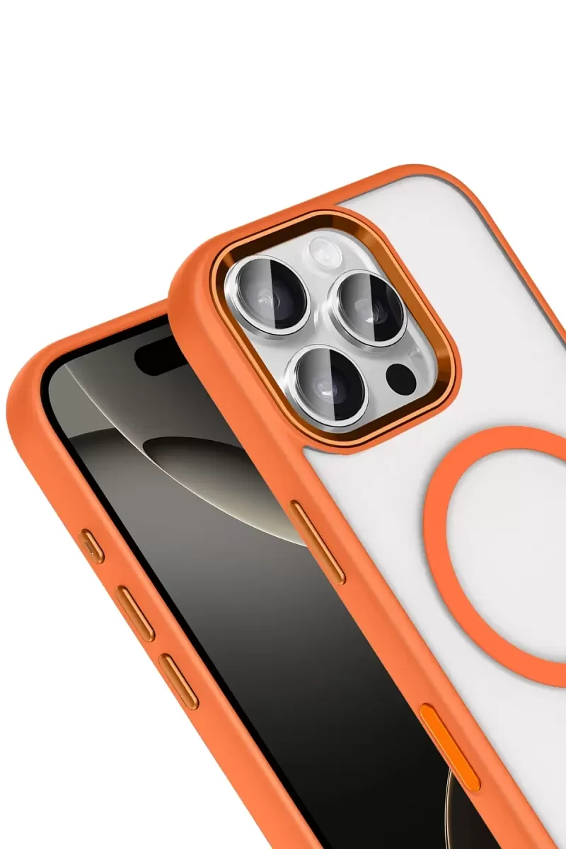 iPhone 16 Pro Max ile Uyumlu MagSafe Kılıf - Turuncu | Askeri Sınıf Koruma