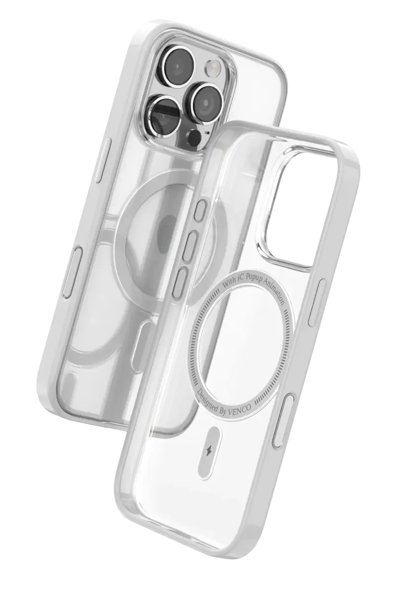 iPhone 16 Pro Max ile Uyumlu Joly MagSafe Kılıf - Beyaz Şeffaf Düşmeye Karşı Koruma