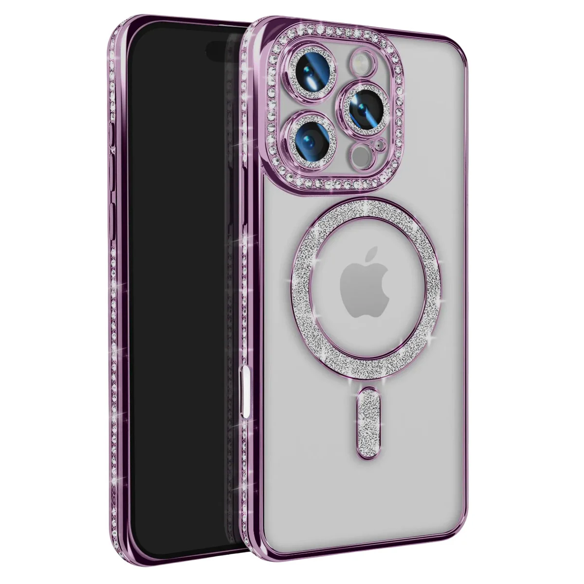 iPhone 16 Pro Max Joke Simli Magneticsafe Silikon Kılıf - Derin Mor