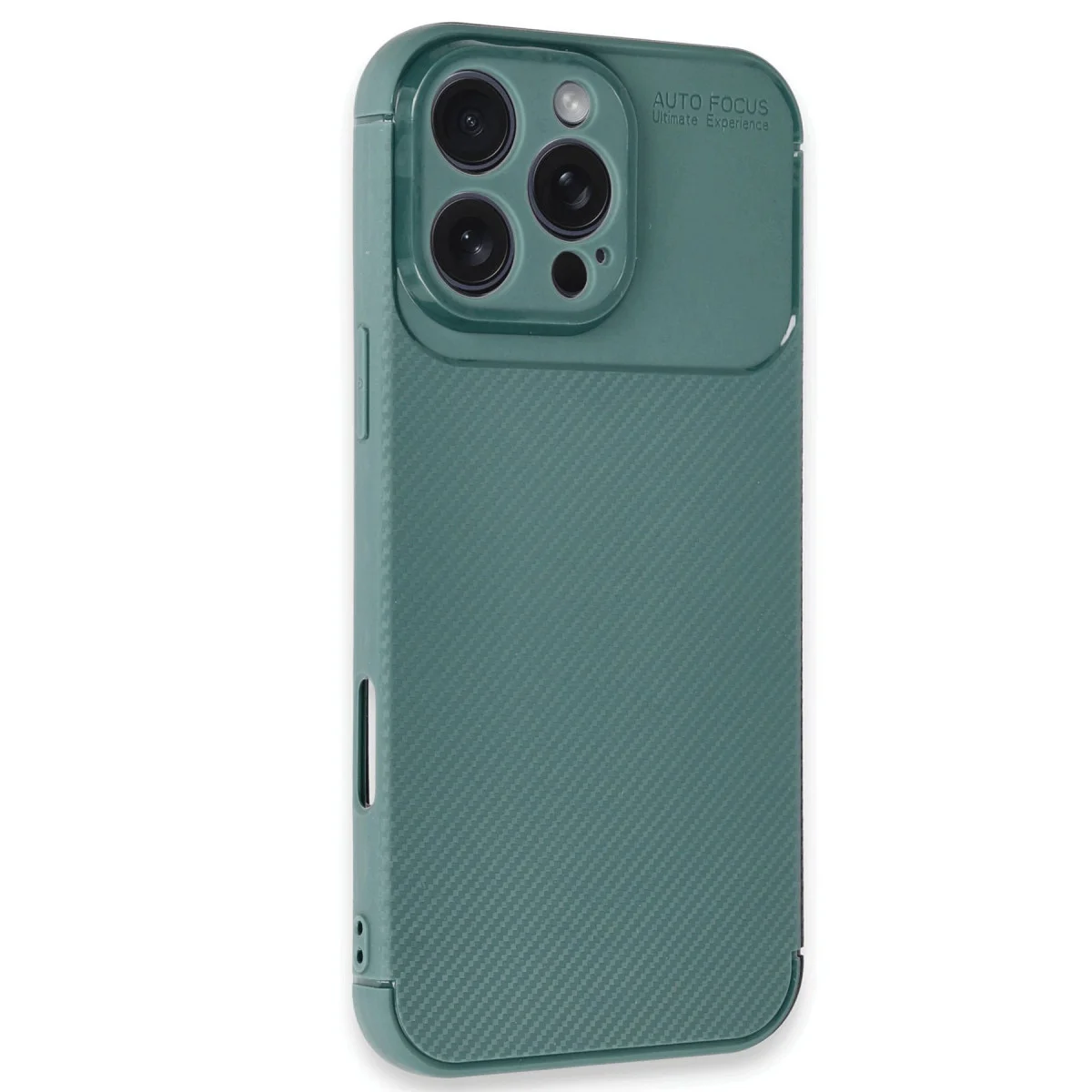 iPhone 16 Pro Max Karbon Kılıf Auto Focus - Koyu Yeşil, Tam Koruma ve Ergonomi