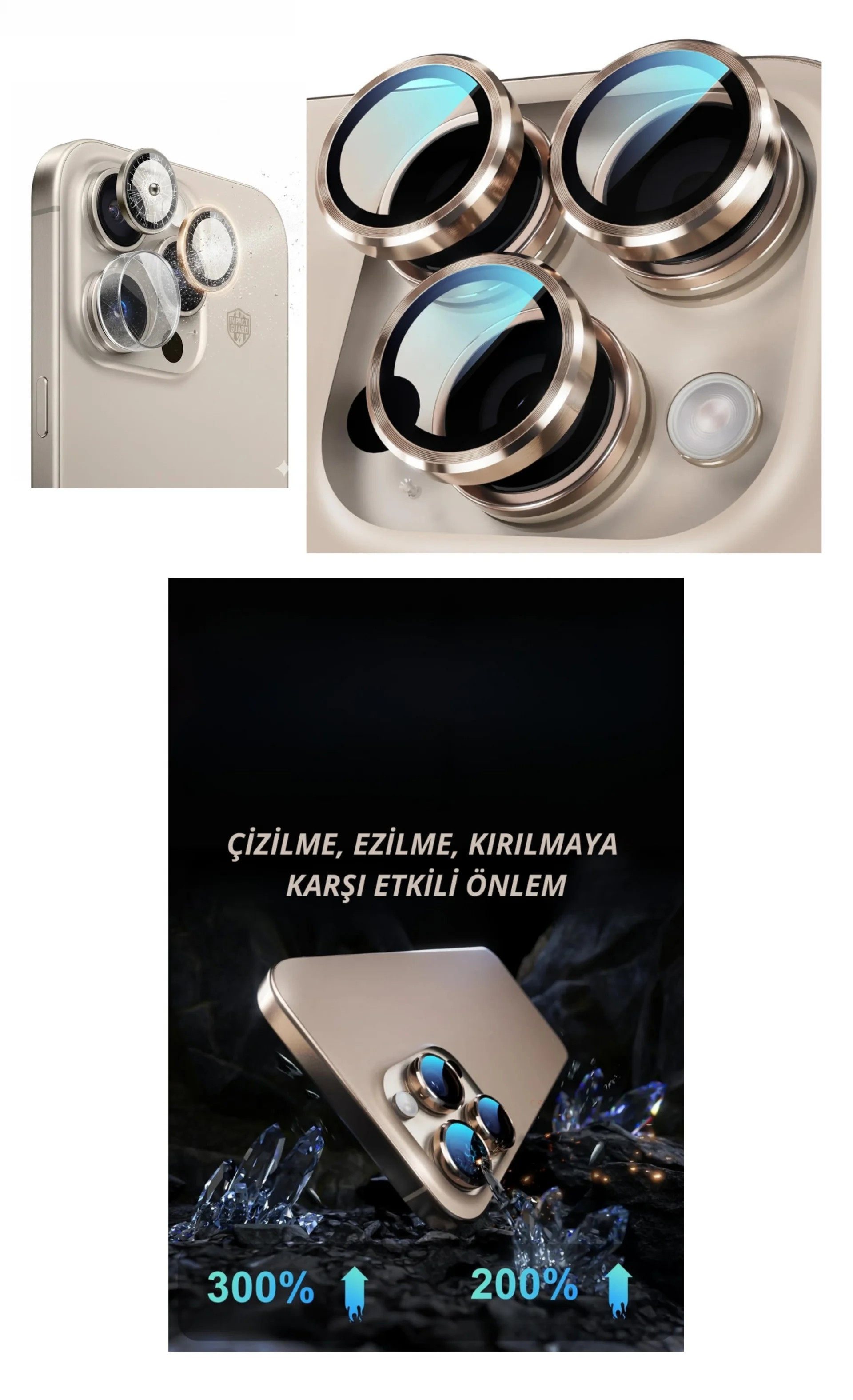 İphone 16 Pro Max Kamera Lens Koruyucu Naturel