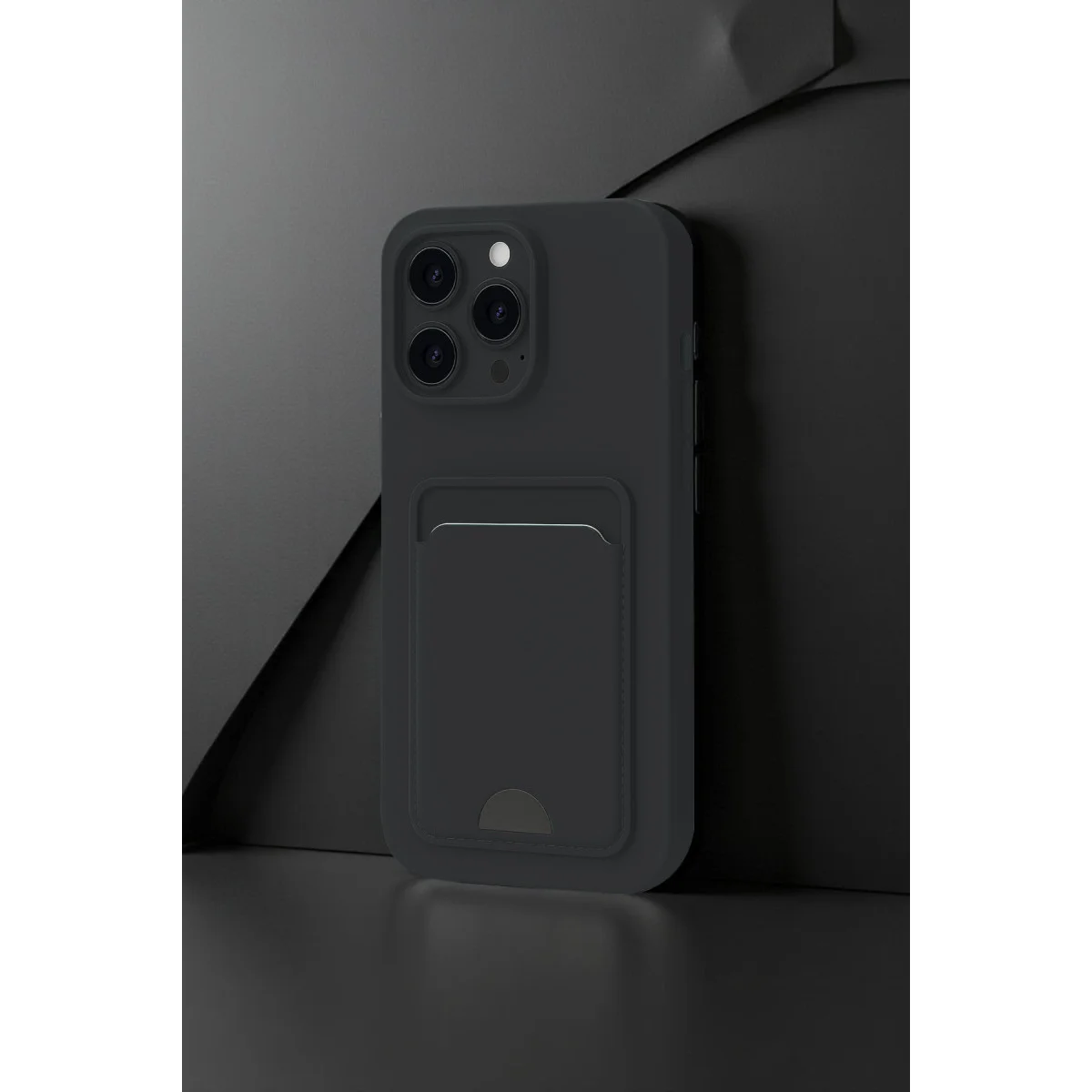 iPhone 16 Pro Max Kelvin Kartvizitli Silikon Kılıf - Lacivert & Fonksiyonel