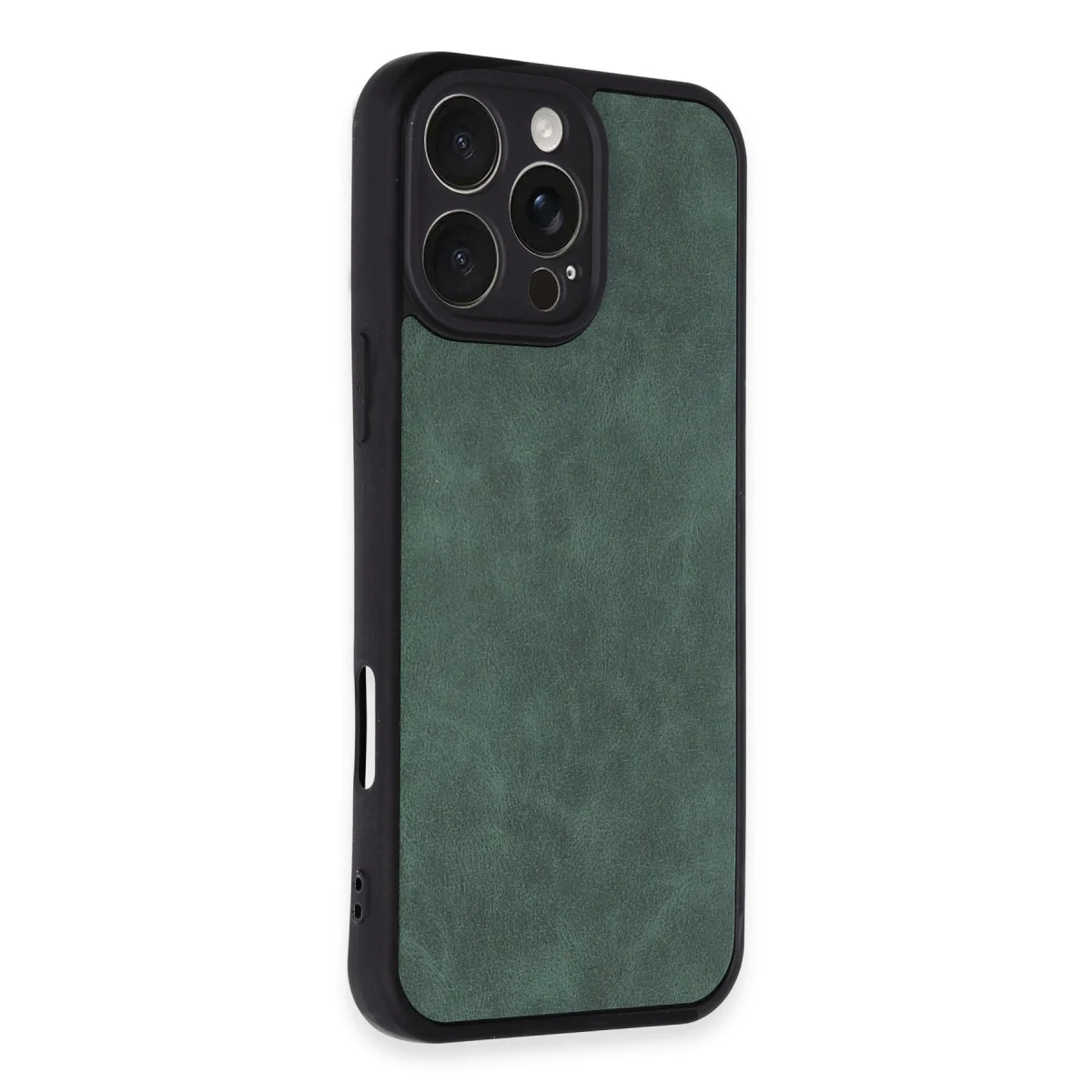 iPhone 16 Pro Max Kılıf Aras Deri Kapak - Koyu Yeşil | 360° Premium Koruma
