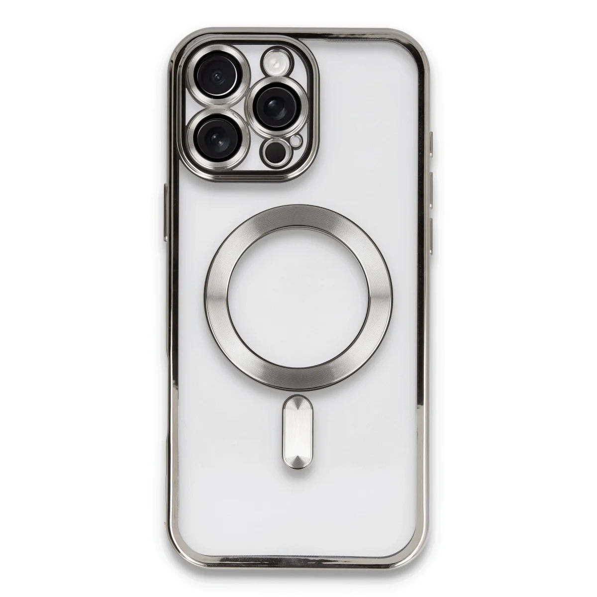 iPhone 16 Pro Max Kross Magneticsafe Kılıf - Titan Gri Soft ve Şeffaf MagSafe Kapak