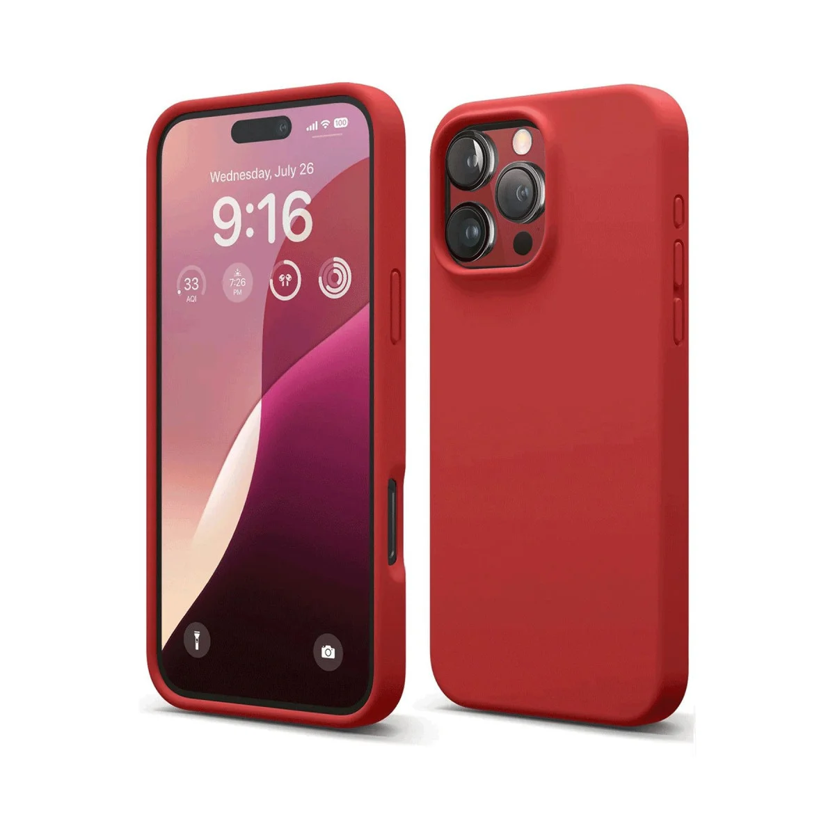 iPhone 16 Pro Max Nano İçi Kadife Silikon Kılıf - Kırmızı