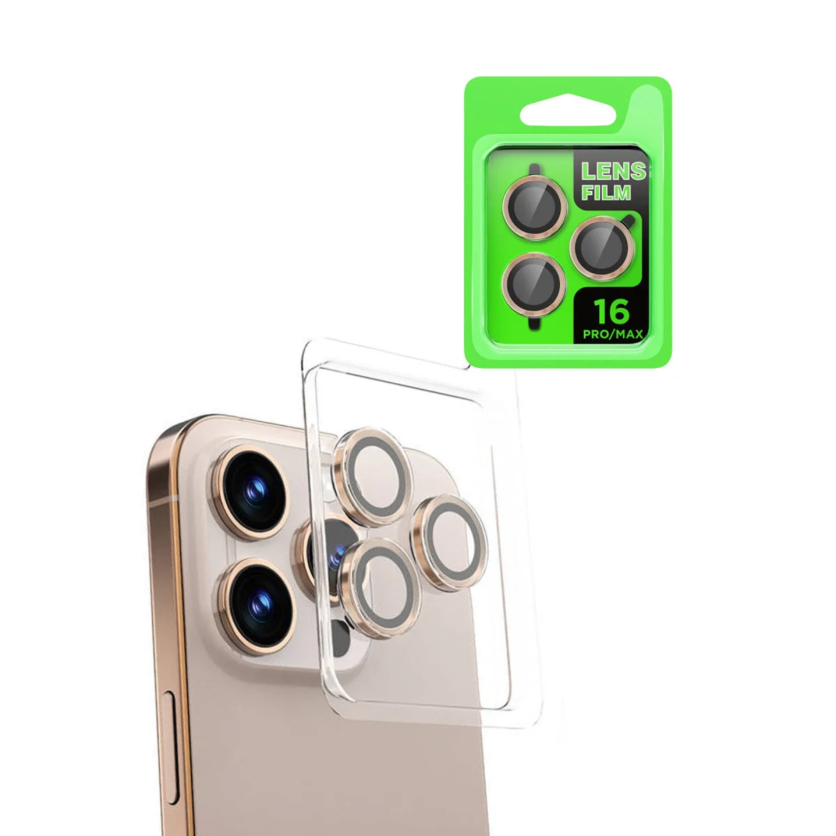 iPhone 16 Pro Max Raze Metal Kamera Lens Koruyucu - Natural Grey | AF/AR Kaplama, Tempered Cam