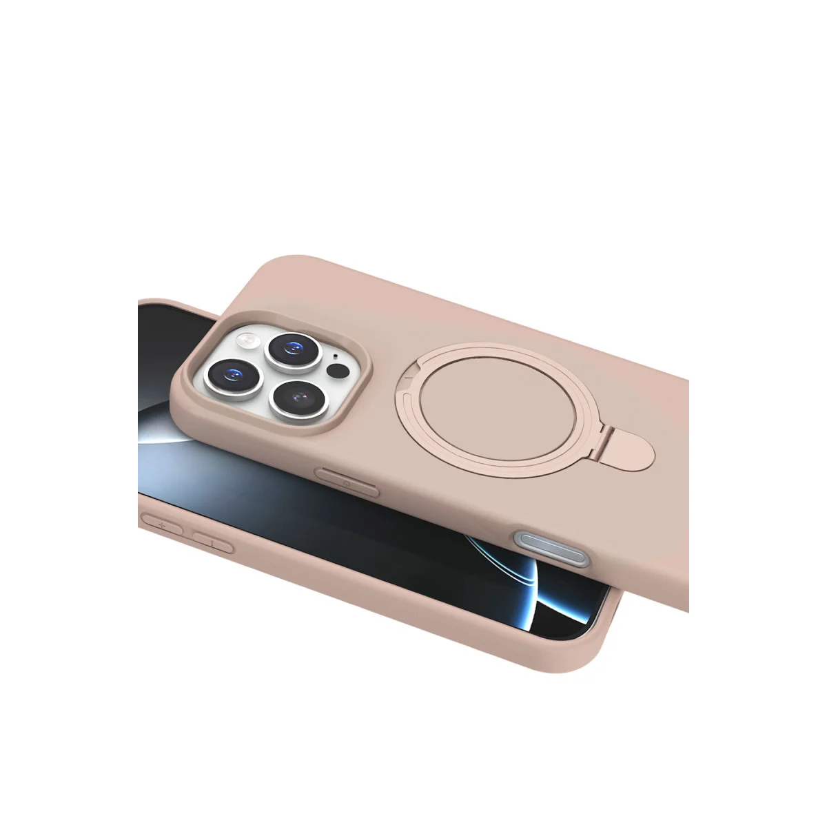iPhone 16 Pro Max Regal Magsafe Standlı Kapak - Çöl Titanyum | Mükemmel Tasarım ve Kablosuz Şarj Desteği