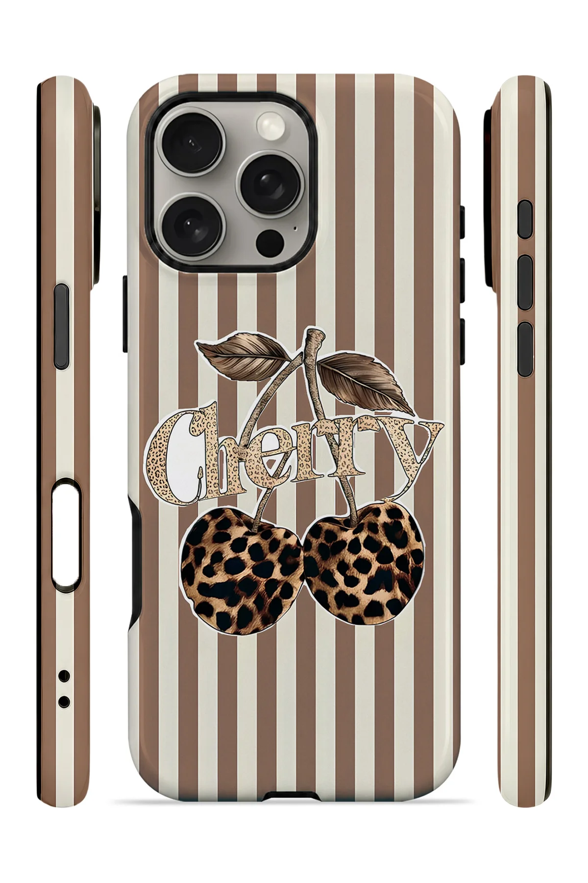 iPhone 16 Pro Max Vorian Çift Katmanlı Cherry Leopar Kılıf - Görsel 3