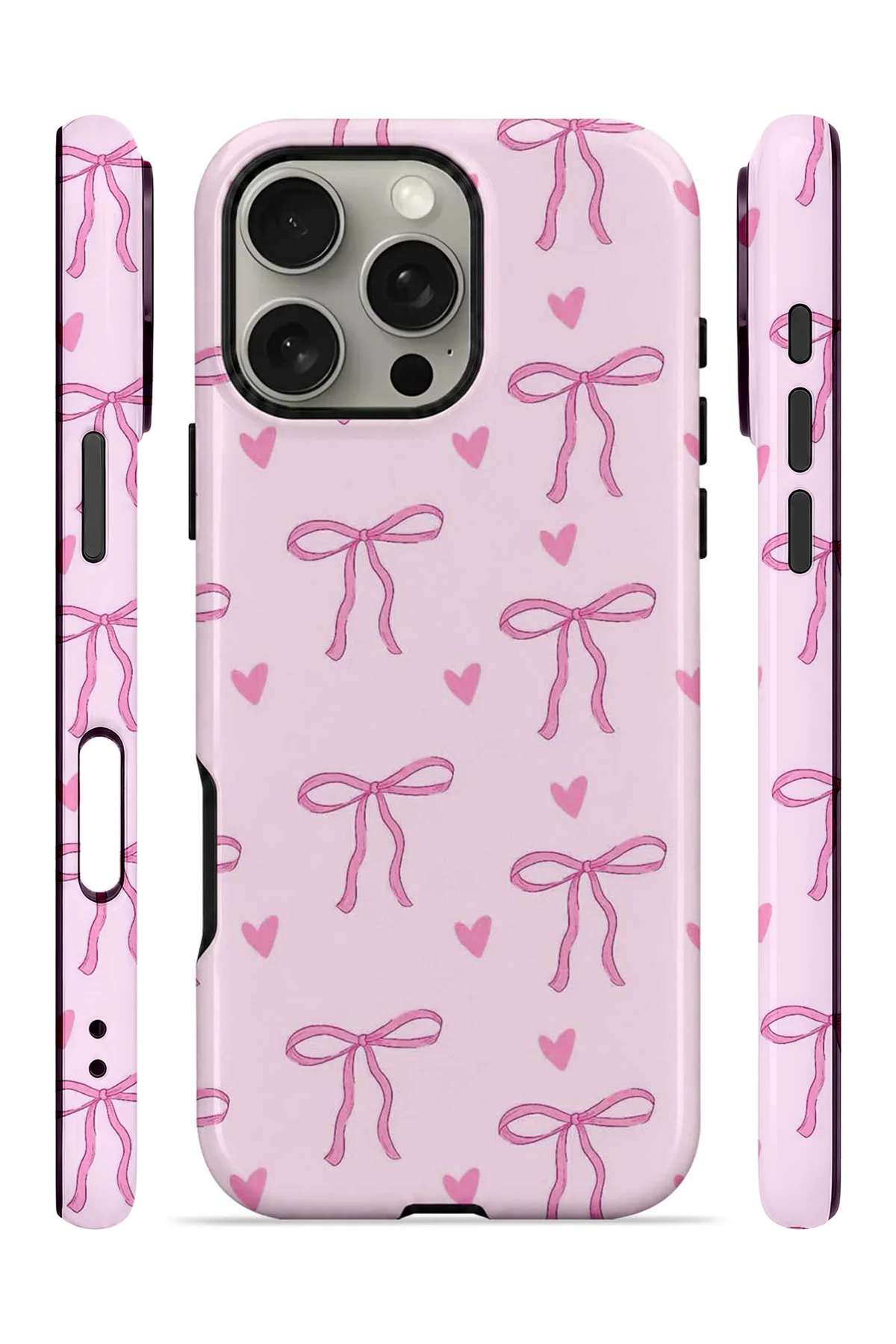 iPhone 16 Pro Max Vorian Çift Katmanlı Candy Pink Ribbon Toss Kılıf - Görsel 3